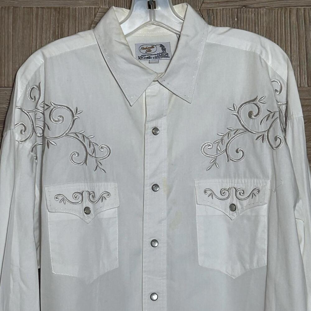 Panhandle Slim Mens White Western Button Up Shirt Size L Western Country - Picture 2 of 7
